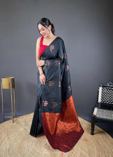 Pattu Base Soft Fabric Copper Weaving Saree